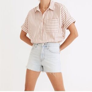 MADEWELL Short Relaxed Denim Jean in Essen Wash Slouchy Mid Length Sz 30 NEW